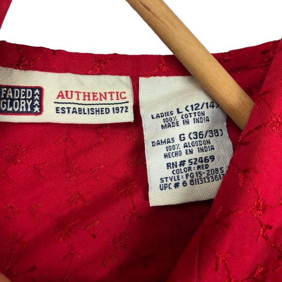 Faded Glory Red Sleeveless Button Front Tie Waist Blouse Large - Picture 3 of 7